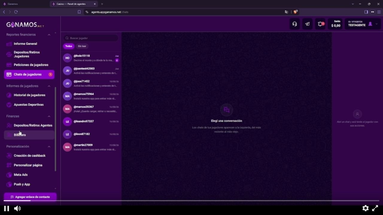 Chat interno de jugadores en Ganamos